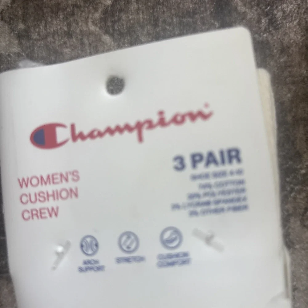 Champion Women's Cushion Crew Socks 3 Pair Size 4-10 Blue Grey White